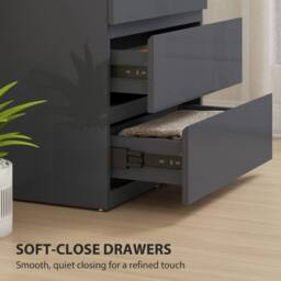 HOMCOM Bedroom Chest of Drawers, High Gloss 4 Drawers Dresser, Grey - thumbnail 5