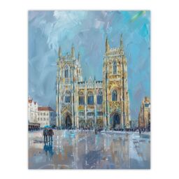 "Artery8 Cathedral Church St Peter York Minster Painting Wall Art Print in Blue - Size: W18"" x H24""" - thumbnail 1
