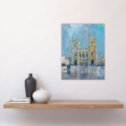 "Artery8 Cathedral Church St Peter York Minster Painting Wall Art Print in Blue - Size: W18"" x H24""" - thumbnail 4