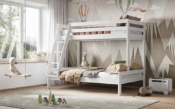Noomi Nora Solid Wood Triple Bunk Bed in White - Size: EU Single