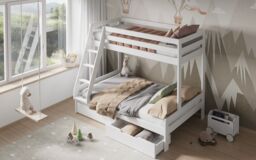 Noomi Nora Solid Wood Triple Bunk Bed in White - Size: EU Single - thumbnail 4