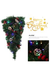 Living and Home 60cm Artificial Christmas Teardrop Swags w/ Colored String Lights Red Berry Frosted Pine Cone Hanging Pendant for Front Door, Wall - thumbnail 1