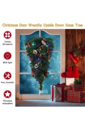 Living and Home 60cm Artificial Christmas Teardrop Swags w/ Colored String Lights Red Berry Frosted Pine Cone Hanging Pendant for Front Door, Wall - thumbnail 2