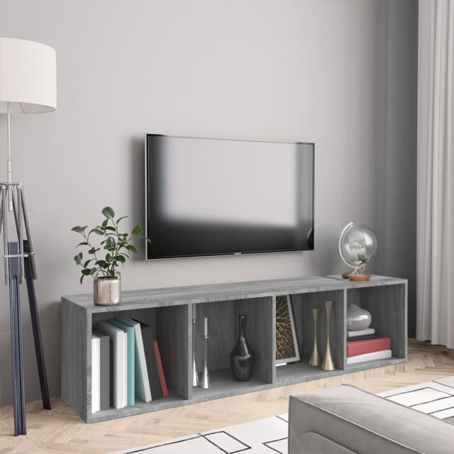 Berkfield Home Book Cabinet/TV Cabinet Grey Sonoma 143x30x36cm Engineered Wood - Size: 143 x 30 x 36 cm - image 1