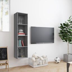 Berkfield Home Book Cabinet/TV Cabinet Grey Sonoma 143x30x36cm Engineered Wood - Size: 143 x 30 x 36 cm - thumbnail 3