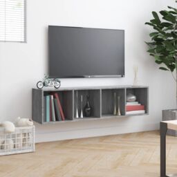 Berkfield Home Book Cabinet/TV Cabinet Grey Sonoma 143x30x36cm Engineered Wood - Size: 143 x 30 x 36 cm - thumbnail 4