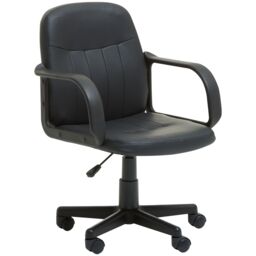 Orsina Comfortable Black Pu Home Office Chair, Ergonomic Work From Home Chair, Movable Ergonomic Chair For Office - thumbnail 1
