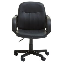 Orsina Comfortable Black Pu Home Office Chair, Ergonomic Work From Home Chair, Movable Ergonomic Chair For Office - thumbnail 2