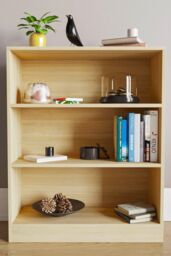 Home Discount Vida Designs Cambridge 3 Tier Low Bookcase Storage Space-saving in Light Oak - thumbnail 3