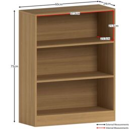 Home Discount Vida Designs Cambridge 3 Tier Low Bookcase Storage Space-saving in Light Oak - thumbnail 7