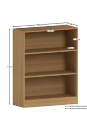 Home Discount Vida Designs Cambridge 3 Tier Low Bookcase Storage Space-saving in Light Oak - thumbnail 2