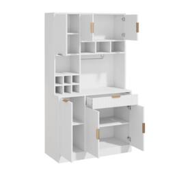 Merax Modern Tall Kitchen Pantry Cabinet with Power Outlets & Wine Storage in White - thumbnail 8