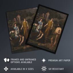 Artery8 Wilhelm Marstrand Nausicaa Brings Odysseus Clothes Framed Art Print in Green - Size: A4 - thumbnail 2