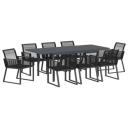 Berkfield Home 9 Piece Garden Dining Set Black Poly Rattan