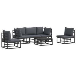 Berkfield Home Garden Sofa Set 6 pcs Black 70 x 70 x 32 cm Aluminium - thumbnail 3