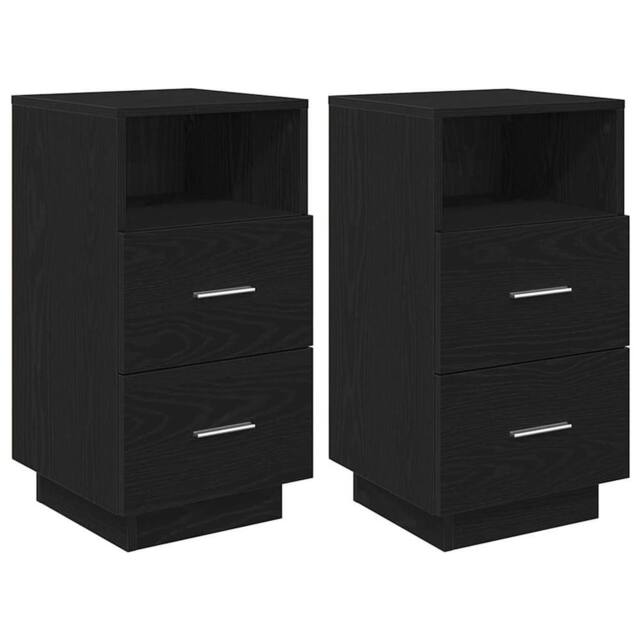 Berkfield Home Bedside Cabinets 2 pcs with 2 Drawers Black 36x36x68 cm - Size: 36 x 36 x 68 cm - image 1