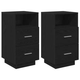 Berkfield Home Bedside Cabinets 2 pcs with 2 Drawers Black 36x36x68 cm - Size: 36 x 36 x 68 cm - thumbnail 1