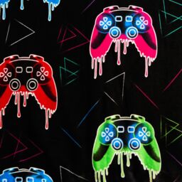 OHS Glow In The Dark Ultra Soft Gaming Print Kids Duvet Cover Set with Pillowcase in Black - Size: Double - thumbnail 5