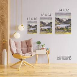 "Artery8 Thirlmere Watercolour Landscape Paul Nash Canvas Wall Art Print - Size: W12"" x H16""" - thumbnail 4