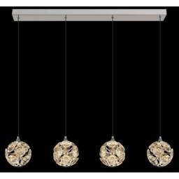 Netlighting Virina Bar Pendant Ceiling Light Chrome K9 Crystals 4x LED 3000K in Grey - thumbnail 5