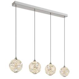 Netlighting Virina Bar Pendant Ceiling Light Chrome K9 Crystals 4x LED 3000K in Grey - thumbnail 1