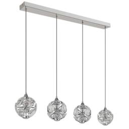 Netlighting Virina Bar Pendant Ceiling Light Chrome K9 Crystals 4x LED 3000K in Grey - thumbnail 2