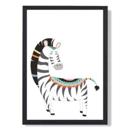 ARTZE Zebra Tribal Animal Framed Print SIZE: A4 with Black Frame in Grey - Size: A2 - thumbnail 1