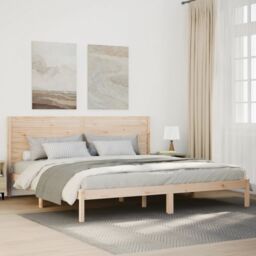 Berkfield Home Extra Long Bed Frame without Mattress 180x210 cm Solid Wood in Brown - thumbnail 1