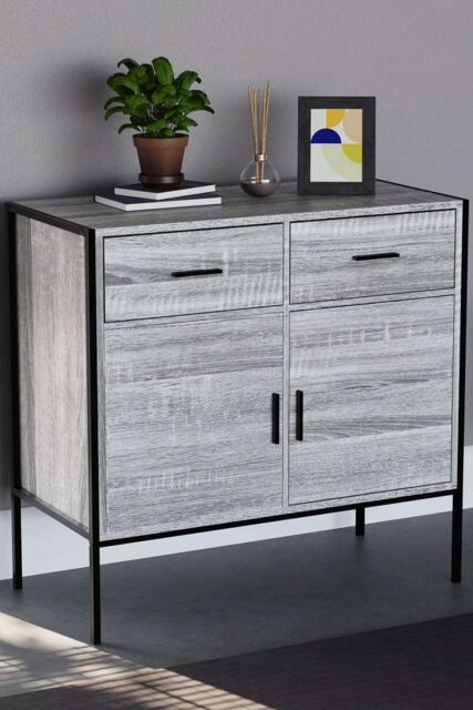 Home Discount Vida Designs Brooklyn 2 Door 2 Drawer Sideboard Cabinet Unit Storage 795 x 830 x 400 mm in Grey - image 1
