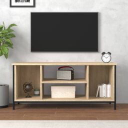 Berkfield Home TV Cabinet Sonoma Oak 102x35x45 cm Engineered Wood in Brown - Size: 102 x 35 x 45 cm - thumbnail 3