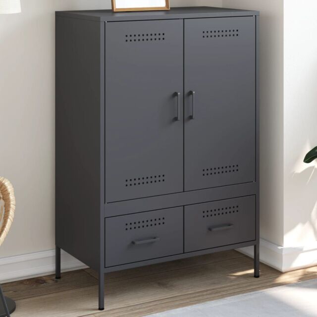 Berkfield Home Highboard Anthracite 68x39x101.5 cm Steel in Black - image 1
