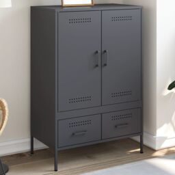 Berkfield Home Highboard Anthracite 68x39x101.5 cm Steel in Black - thumbnail 1