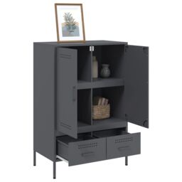 Berkfield Home Highboard Anthracite 68x39x101.5 cm Steel in Black - thumbnail 5