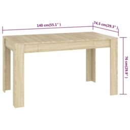 Berkfield Home Dining Table Sonoma Oak 140x74.5x76 cm Engineered Wood in Brown - thumbnail 5