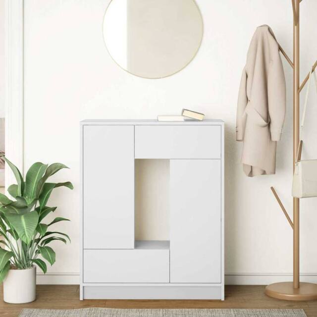 Berkfield Home Sideboard with Drawers & Doors White 73x31x90 cm - Size: 73 x 31 x 90 cm - image 1