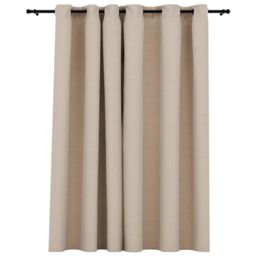 Berkfield Home Linen-Look Blackout Curtain with Grommets Beige 290x245cm - Size: 290x245 cm - thumbnail 2