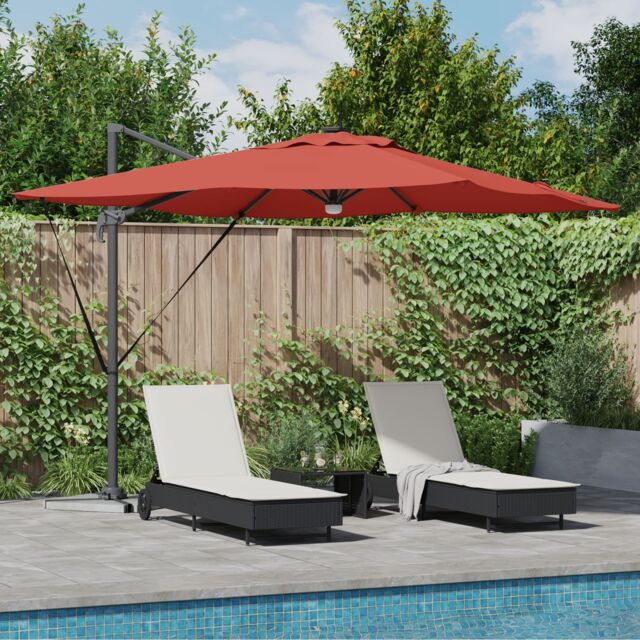 Berkfield Home Cantilever Roma Parasol with LEDs Terracotta 286x285x270 cm Aluminium - Size: 286 x 285 x 270 cm - image 1