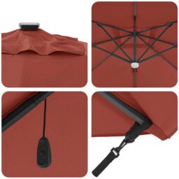 Berkfield Home Cantilever Roma Parasol with LEDs Terracotta 286x285x270 cm Aluminium - Size: 286 x 285 x 270 cm - thumbnail 8