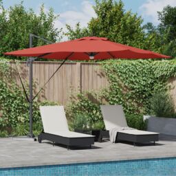 Berkfield Home Cantilever Roma Parasol with LEDs Terracotta 286x285x270 cm Aluminium - Size: 286 x 285 x 270 cm - thumbnail 1