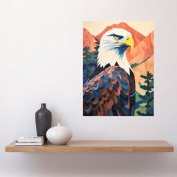 "Artery8 Wall Art Print Majestic Bald Eagle Forest Mountain Landscape Graphic Artwork Poster - Size: W12"" x H16""" - thumbnail 2
