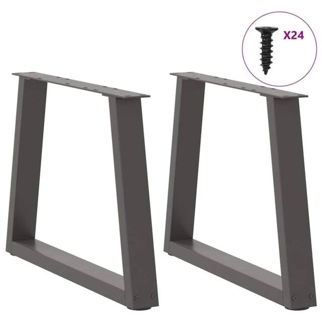 Berkfield Home Modern Dining Table Legs V-Shape 2 pcs Anthracite 60x(42-43.3) cm in Dark Grey - image 1