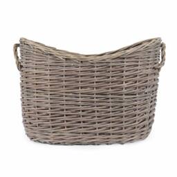 Madison & Mayfair Set of 2 Oval Scoop Log Baskets in Grey - thumbnail 2