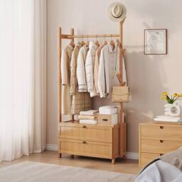 KORVIXA Bamboo Clothes Rail Rack in Brown - Size: 500mm - thumbnail 3