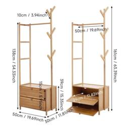 KORVIXA Bamboo Clothes Rail Rack in Brown - Size: 500mm - thumbnail 2