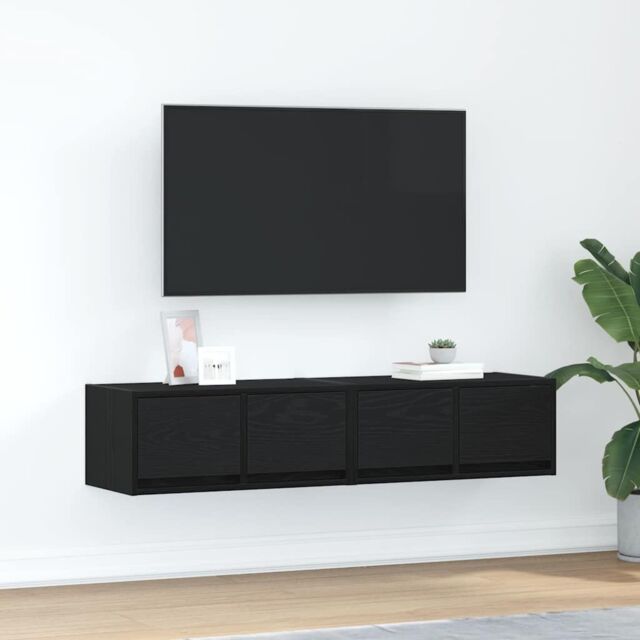 Berkfield Home TV Cabinets 2 pcs Black Oak 60x31x25.5 cm Engineered Wood - image 1