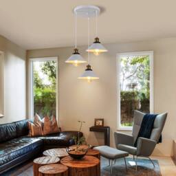 COMELY Industrial Pendant Lamp, 3 in 1 Vintage Edison Style Pendant Light in White - thumbnail 3