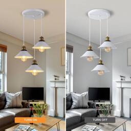 COMELY Industrial Pendant Lamp, 3 in 1 Vintage Edison Style Pendant Light in White - thumbnail 6