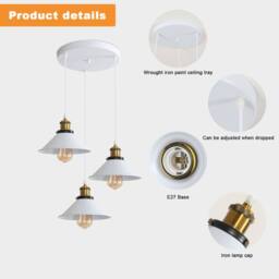 COMELY Industrial Pendant Lamp, 3 in 1 Vintage Edison Style Pendant Light in White - thumbnail 8