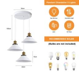 COMELY Industrial Pendant Lamp, 3 in 1 Vintage Edison Style Pendant Light in White - thumbnail 7