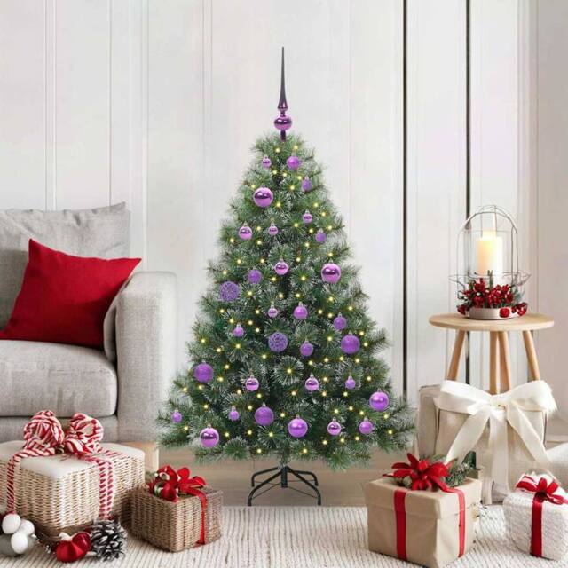 Berkfield Home Artificial Christmas Tree with 150 LEDs Green 120 cm PE & PVC - image 1